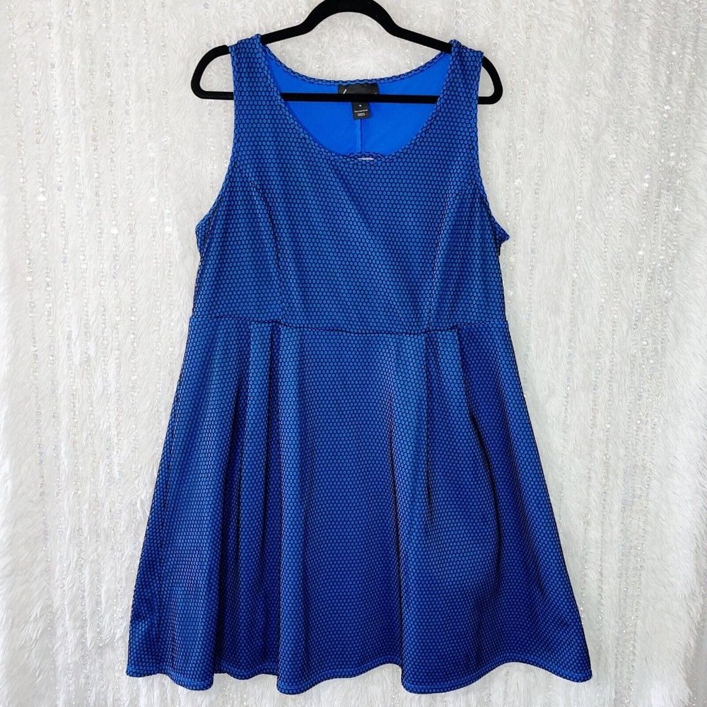 Lane Bryant Fit & Flare Dress Women’s 18 Blue & Black Mesh Netting Cut Out Back